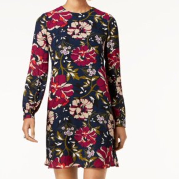 TOMMY HILFIGER  Navy Floral Print Chiffon Dress New with tag - Picture 1 of 5